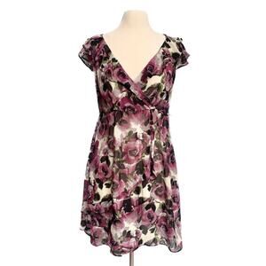 Floral Wrap Ruffle Dress